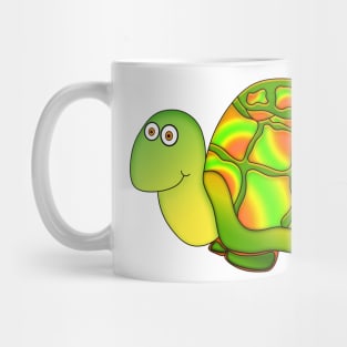 Cartoon Turtle In Greens, Oranges and Yellows Mug